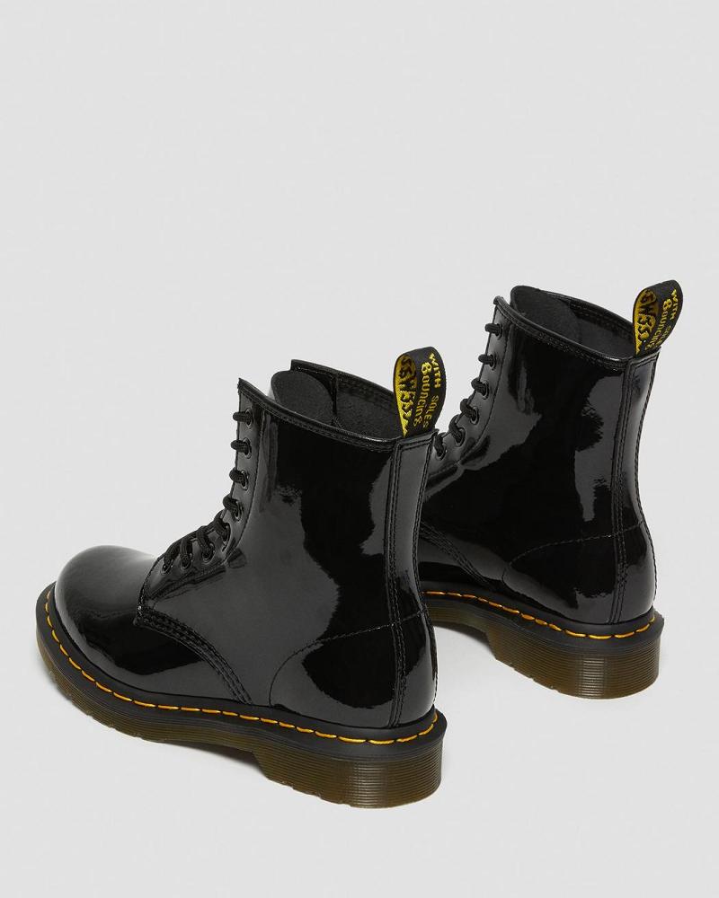 Dr Martens 1460 Lak Læder Snørestøvler Dame Sort | DK 195MQZ